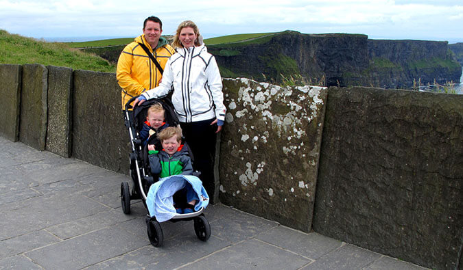 A family photo at a castle in Ireland