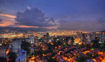 Medellin city view at night