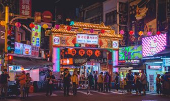 A busy night market in Taipei, Taiwan