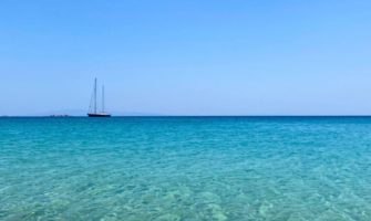 The calm, clear waters of the Cylades Islands in Greece in the summer